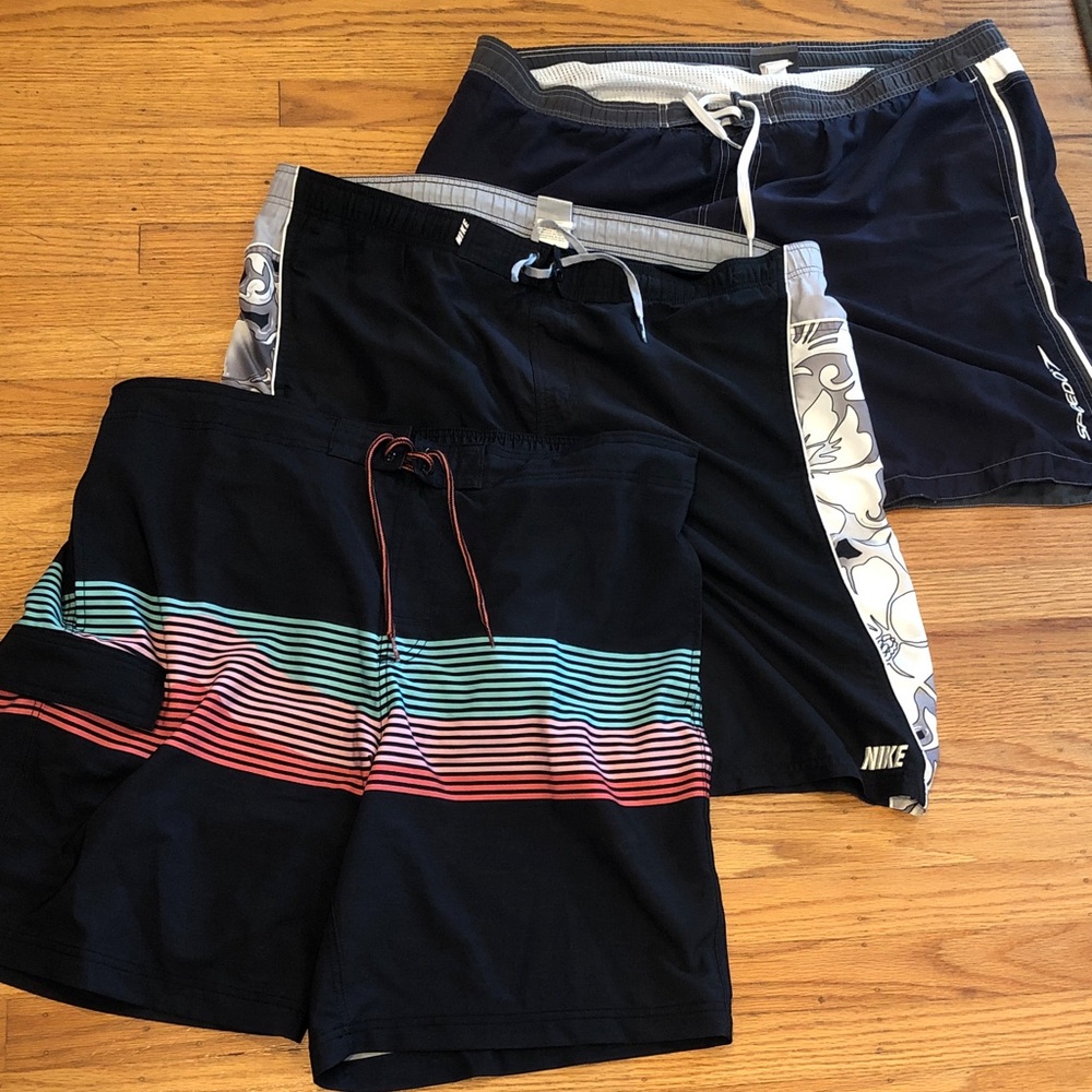 Bundle of 3 Nike, Speedo, George Black Swim Board Shorts, XL